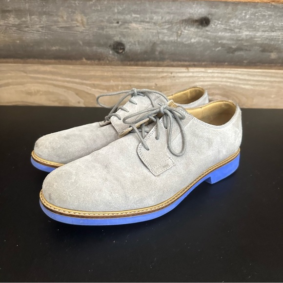 Cole Haan Men’s 9 Great Jones Plain Toe Oxford Ironstone Gray Suede Blue C12163 - Picture 1 of 10